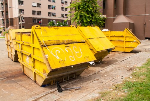 Construction site with waste clearance services in Fitzrovia