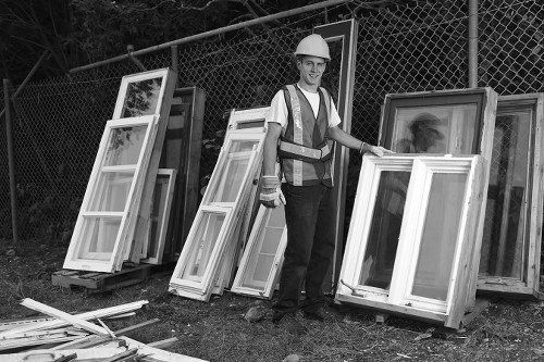 Office clearance team preparing to remove furniture